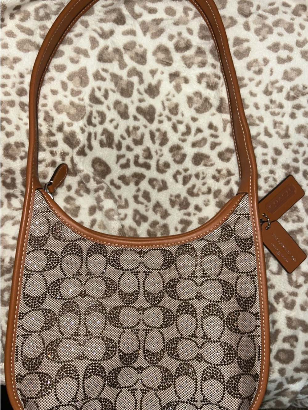 Coach Signature Jacquard Crystal Shoulder Bag - Picture 2 of 5